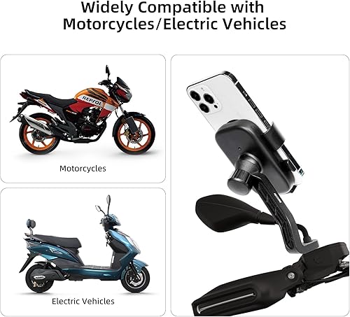 Miniatura 5 de Soporte universal para teléfono de motocicleta para espejo retrovisor, soporte universal de teléfono para manillar de motocicleta 1S, liberación