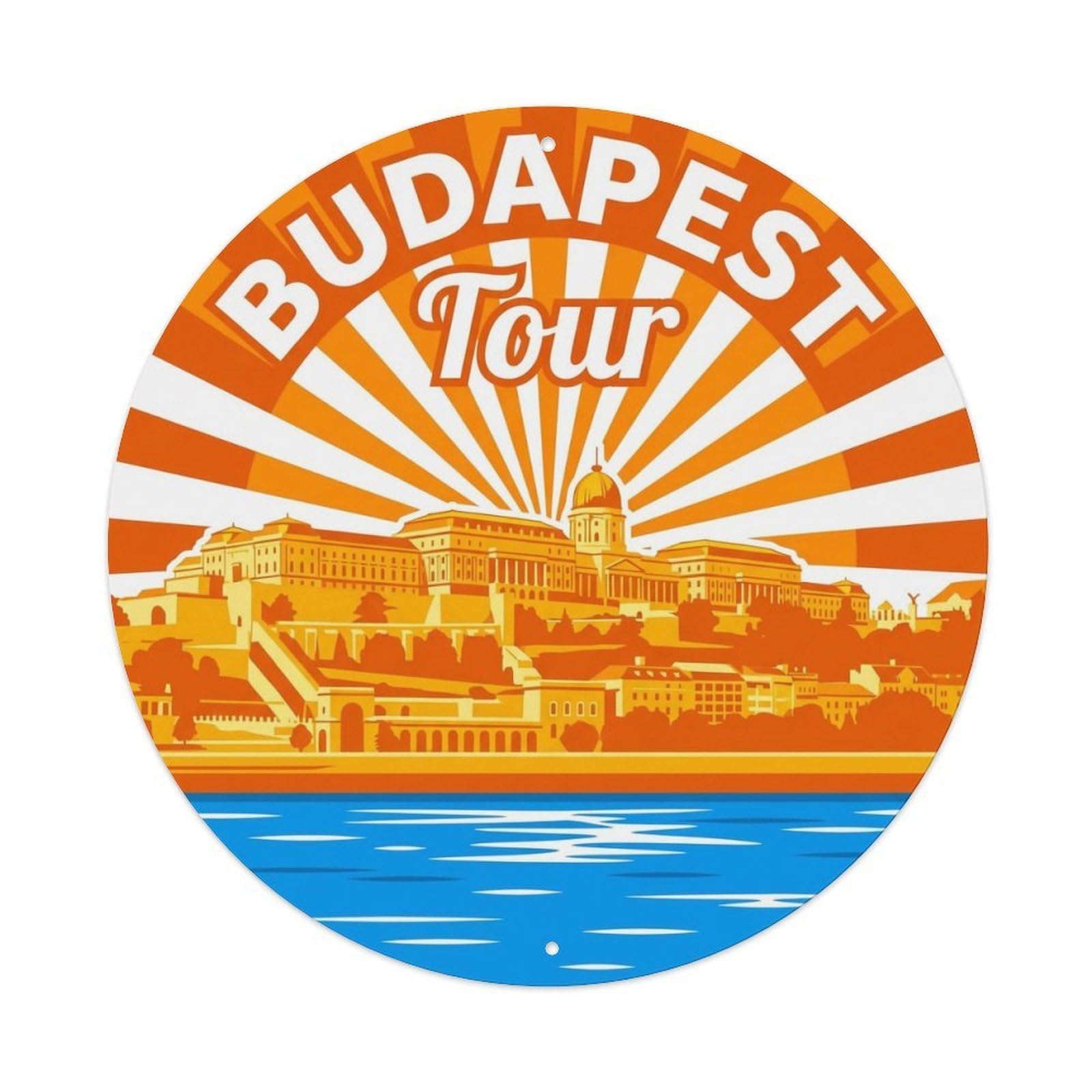 Vintage Travel Budapest Hungary Tour Vintage Metal Tin Sign Plaque Wall Decor for Cafe, Club Bar, Office, Garden Metal Poster 8x8Inch