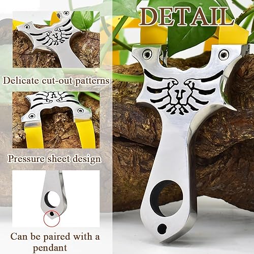 Miniatura 3 de SUFFUSE Tirachinas de acero inoxidable, tirachinas de caza profesional con banda de goma, catapulta de alta velocidad