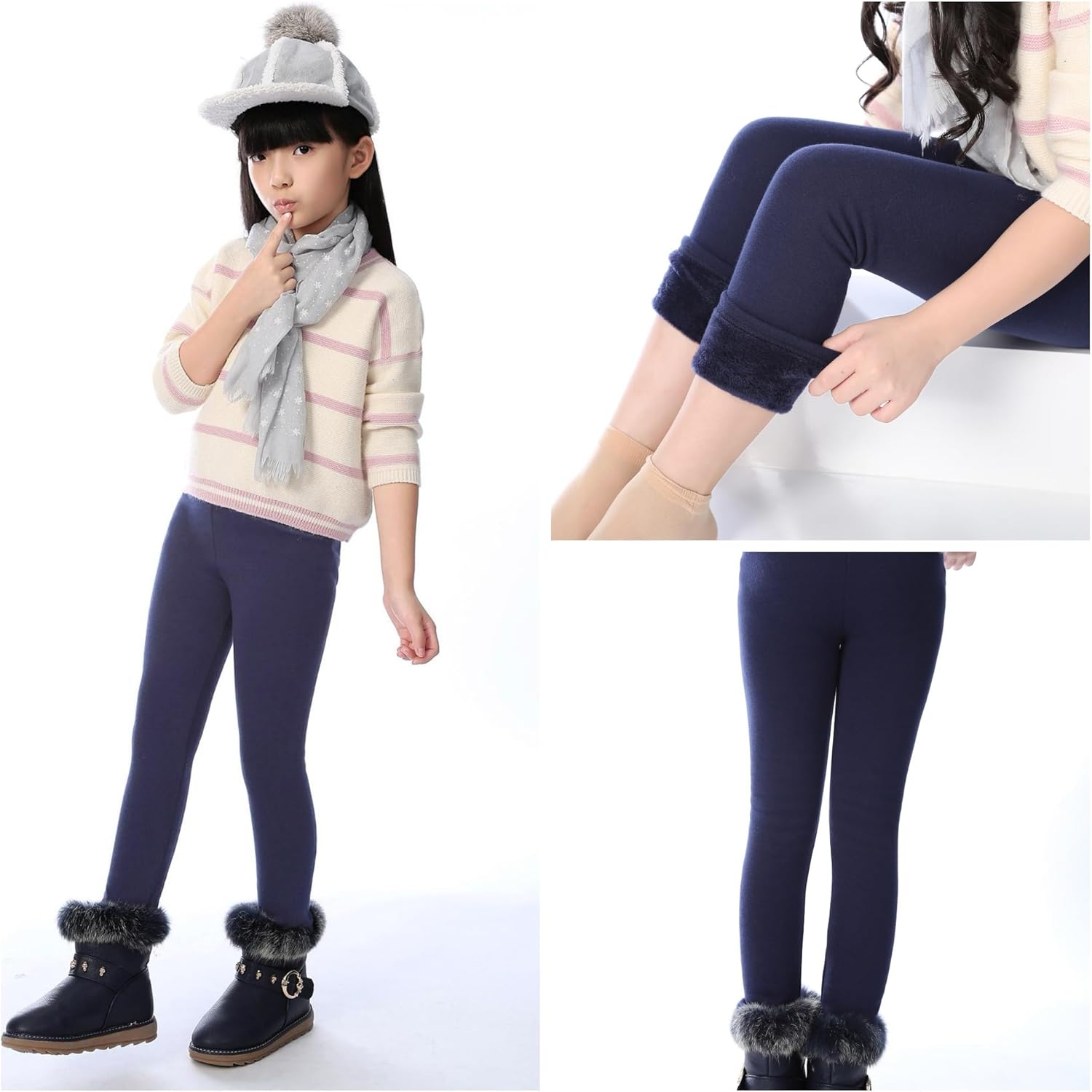 Girls Winter Leggings Thick Cotton Fleece Lined Girls Pants Warm Stretchy Thermal Tights Pants for 4-12Y - Image 3