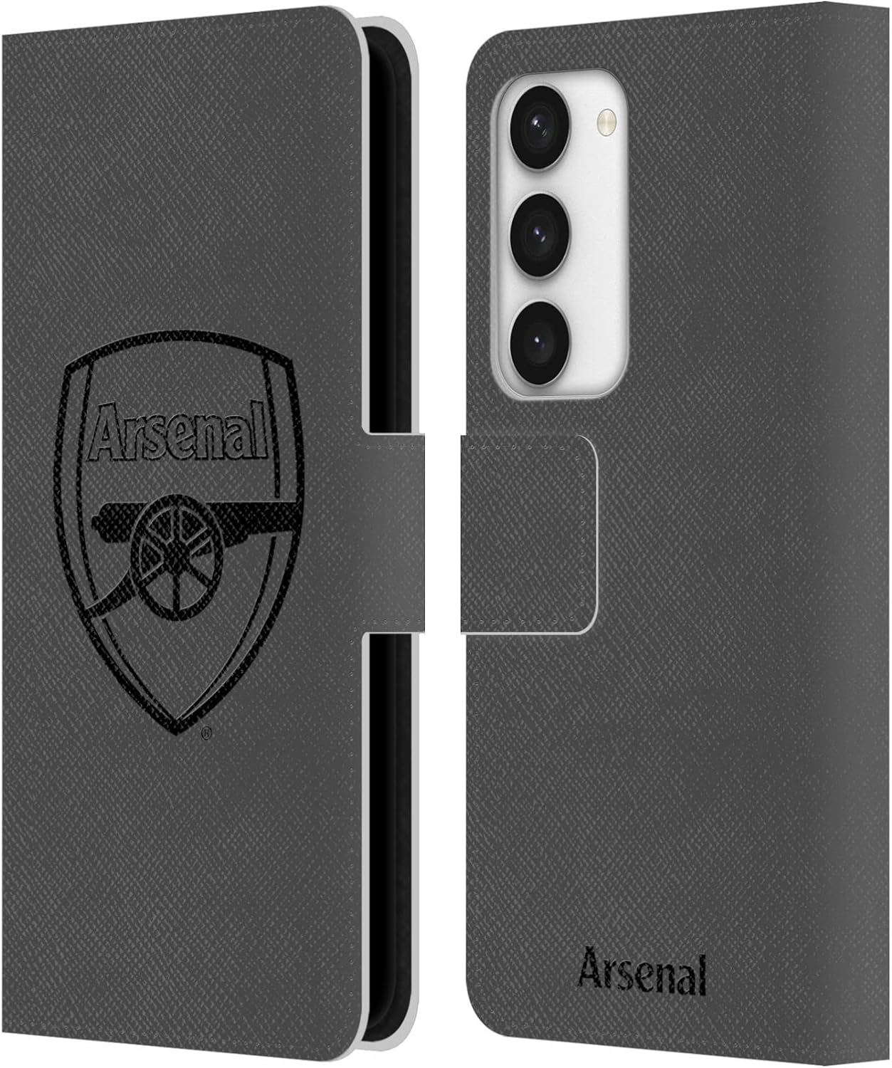 Head Case Designs Officially Licensed Arsenal FC Black Logo Crest 2 Leather Wallet Case Compatible with Samsung Galaxy S23 5G