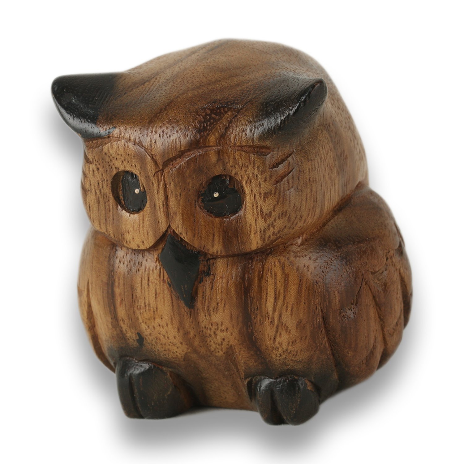 ART-CRAFT Kleine Dicke Eule aus Holz handgeschnitzt 8cm