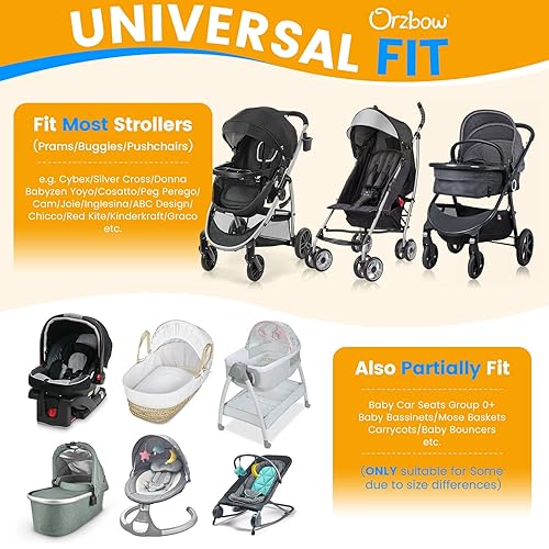 Miniatura 7 de Orzbow Mosquitera para bebé 2 en 1 con sombrilla UPF50+ para cochecito, cubierta de privacidad transpirable con cremallera bidireccional y bolsa de