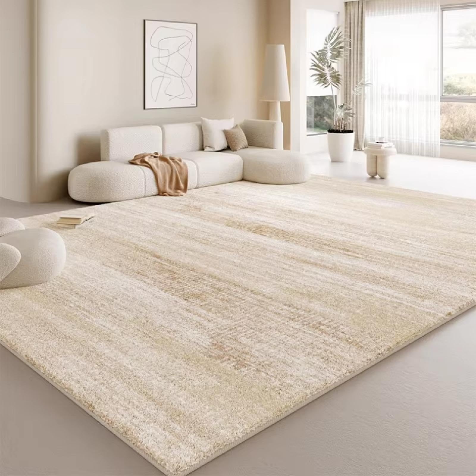 Tapis de grande surface 100x140cm style crème pour une chambre cocooning et chaleureuse