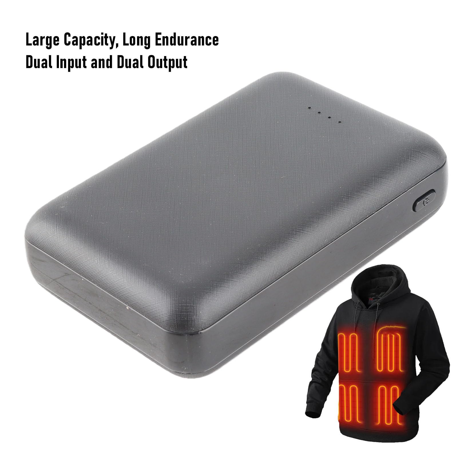 Batterie de Gilet Chauffant, Batterie de Veste Chauffante à Double Sortie 10 000 MAh 5 V 2,1 A, Banque d'alimentation 5 V avec Câble de Charge pour Gilet, Veste et Pantalon