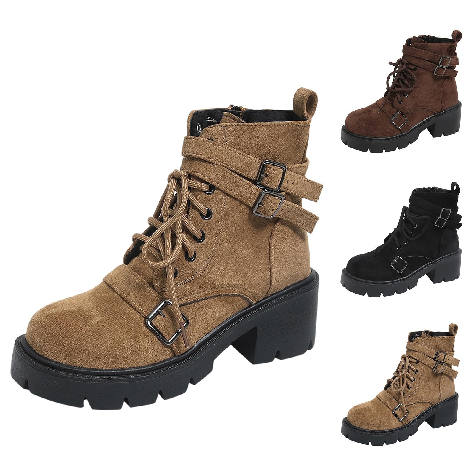 Stivali Donna Antiscivolo Stivaletti con Lacci e Cerniera Comodi Eleganti Stivaletto Leggero Caldi Robusti Versatili Stivali da Pioggia Autunno Inverno Stivaletti per Neve Outdoor Giardino e Trekking