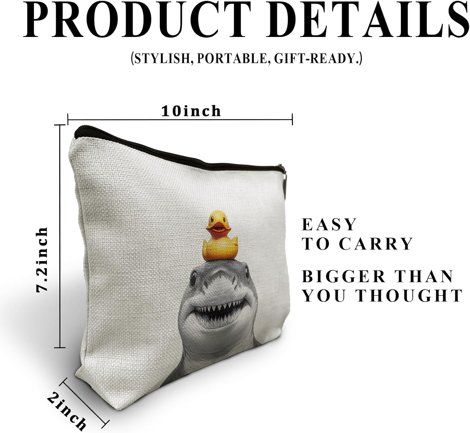 Shark Coastal Beach Makeup Bag, Shark Lover Gifts Cosmetic Toiletry Bags for Women, Gifts for Beach Lovers, Ocean Animal Makeup Zipper Pouch - Image 6