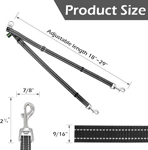 Miniatura 5 de Divisor de dos correas para perros con correa de nailon de 5 pies