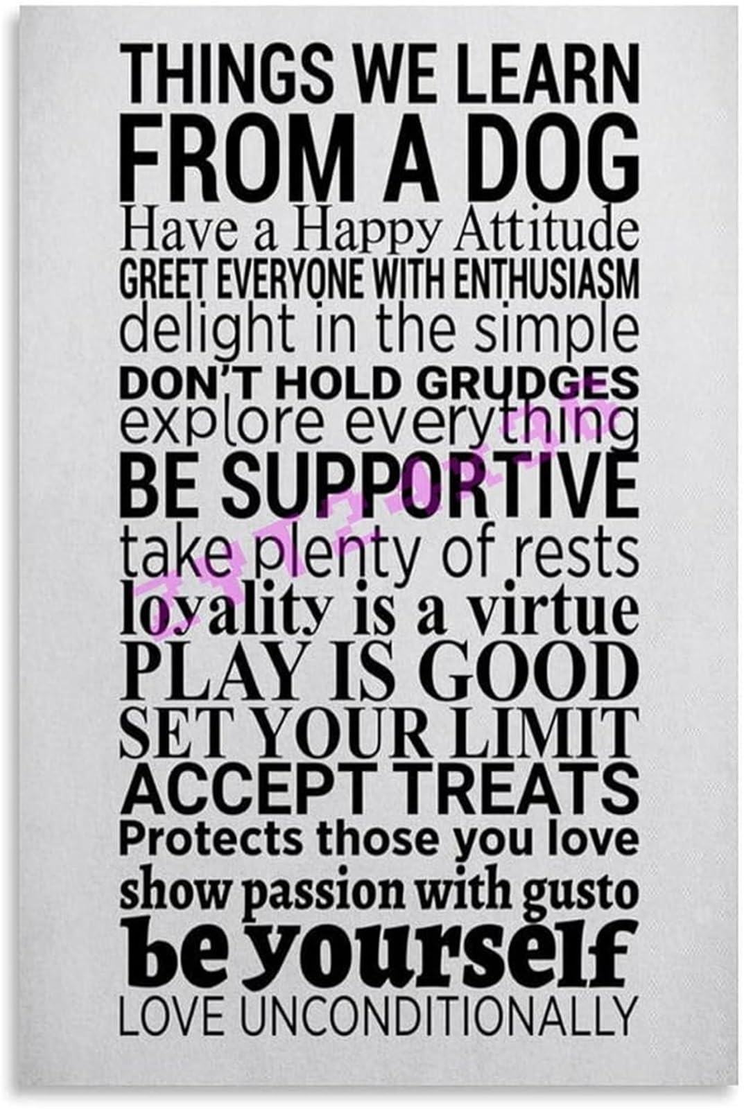 IDGTTLDF Dog Inspired Life Lessons Poster Motivational Quote Wall-Art Gift Idea
