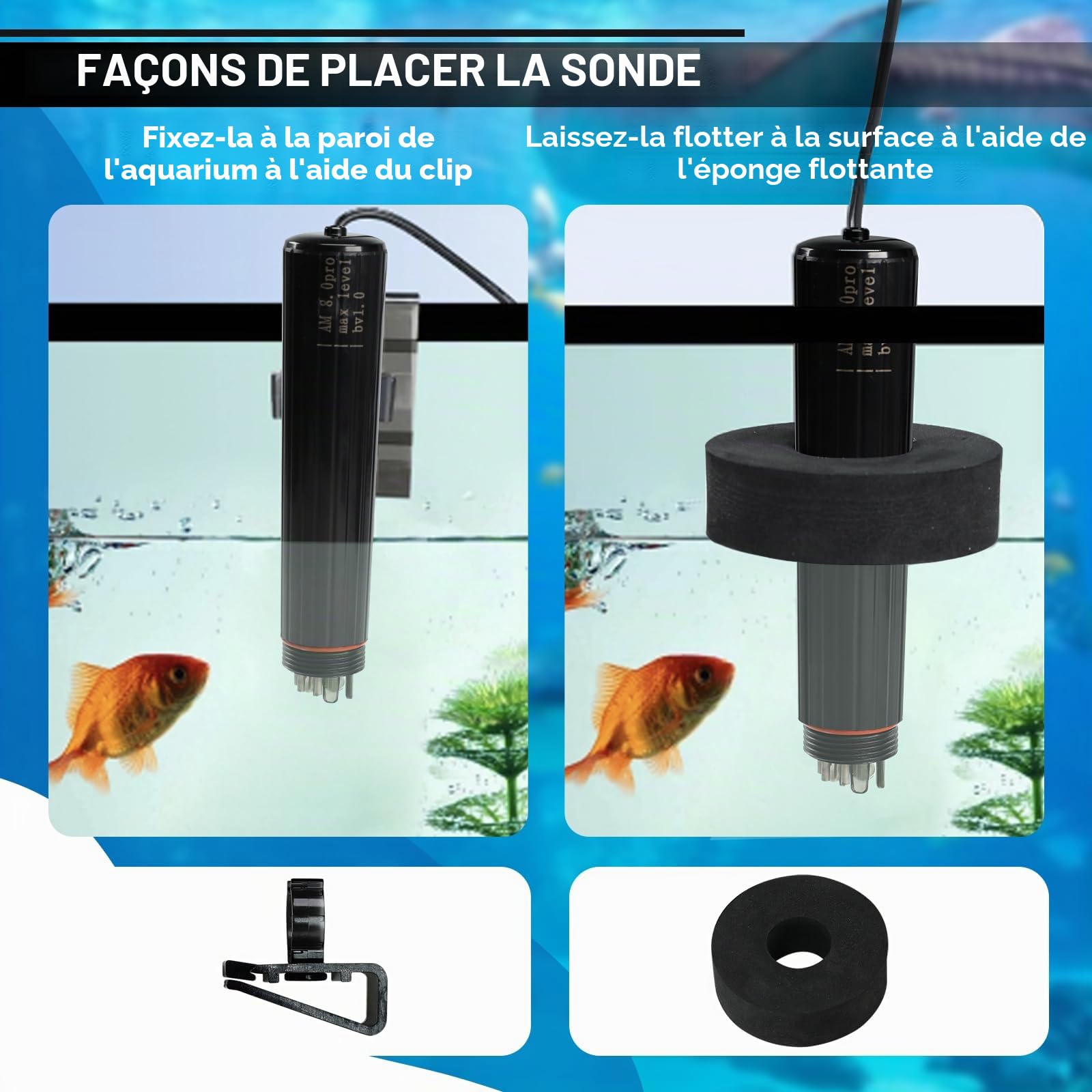 Testeur de qualité de l'eau WiFi 7 en 1 Smart Water Quality Monitor Sonde PH/ORP/TDS/EC/Salinité/SG/Temp pour Aquarium, Hydroponie, Aquaculture, Surveillance des données via App