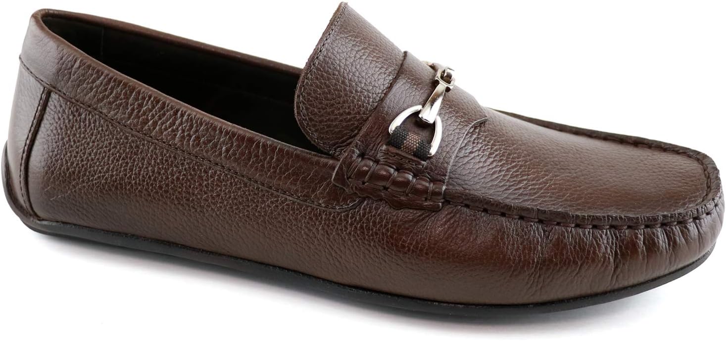 MJNY Mens Casual Comfortable Genuine Leather Lightweight Driving Moccasins Classic Fashion Buckle Loafer Slip On Breathable Driving Loafer