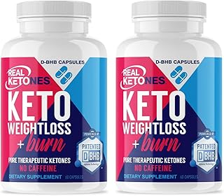 Real Ketones- 120 Capsules- Exogenous Keto BHB Supplement Pills - 2,000 mg of Pure D-BHB Per Serving, 30 Day Caffeine Free Therapeutic Supply