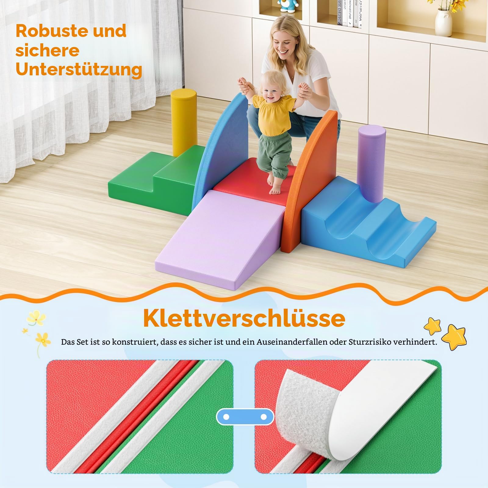 8p-weiße Kletterblöcke für Babys, Baby-Kletterblöcke, kratzfester PU-Bezug, leicht zu reinigen, versteckter Reißverschluss, hochelastischer Schaumstoff, weiches Spielset für Kinder