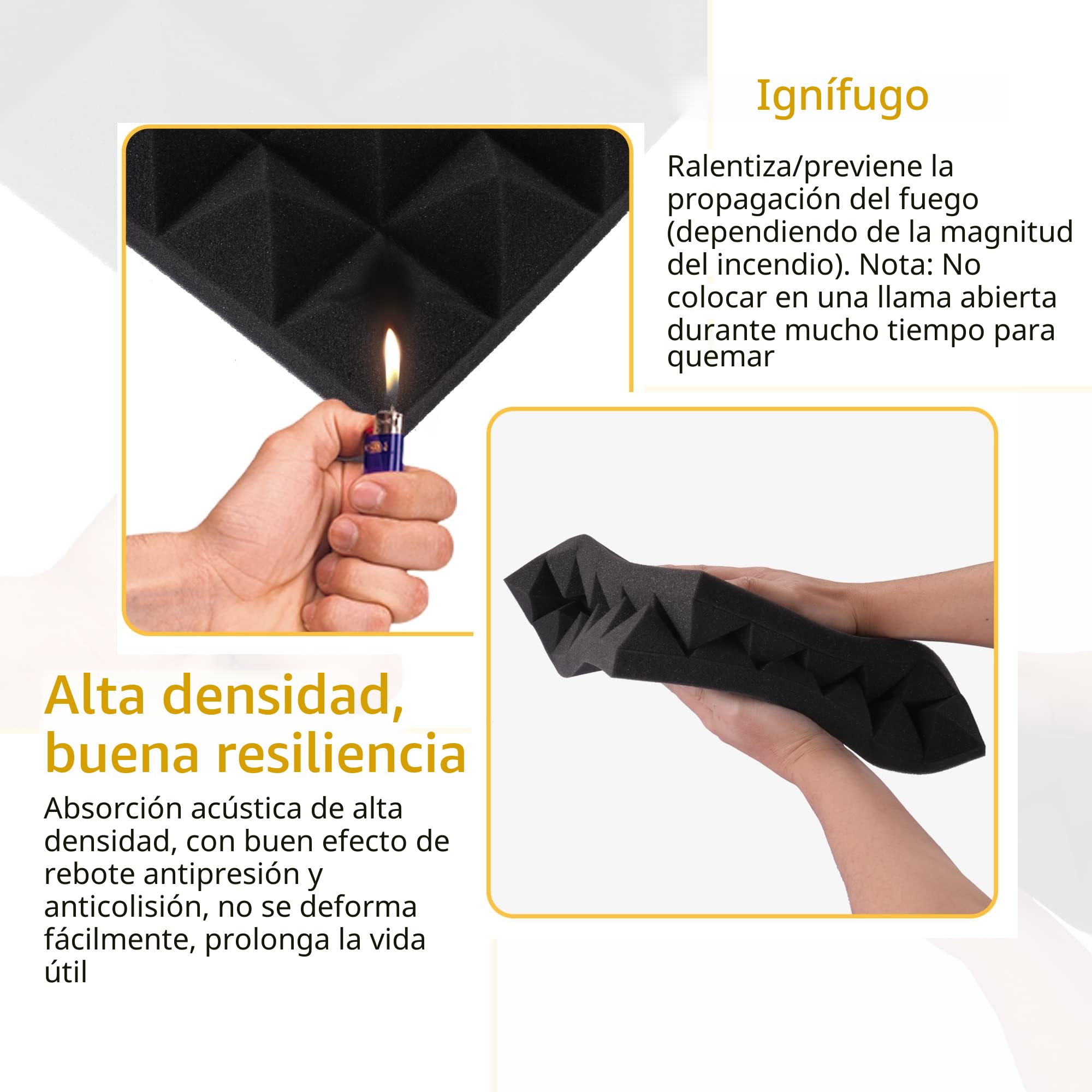 Paneles Acústicos de 12 Piezas para el Aislamiento Acústico, Espuma Acústica Negra, Adecuado para Insonorizar Estudios de Grabación, Oficinas, Estudios de Danza, Dormitorios, Podcasts 30x30x5cm