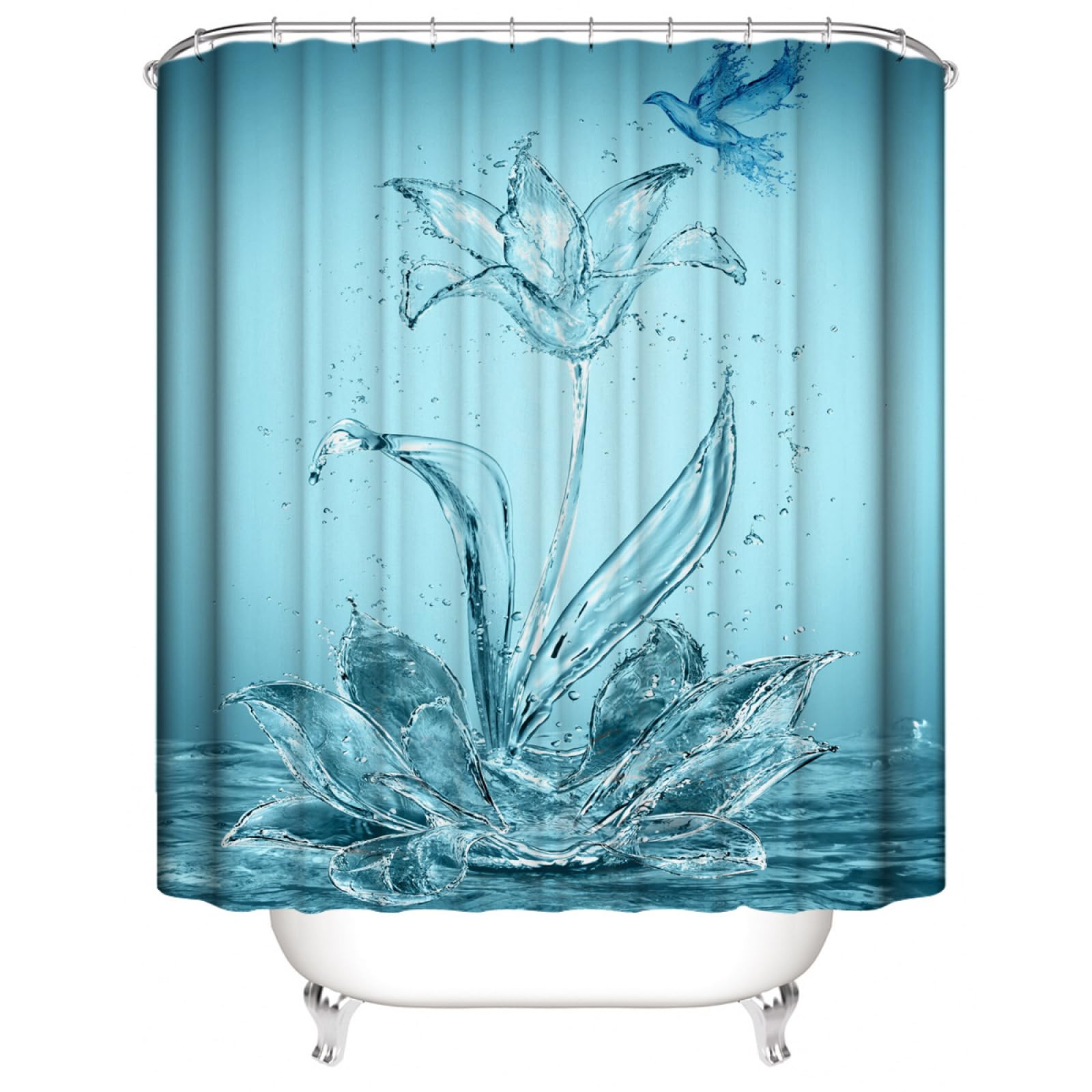 Rideau de douche imperméable contre les moisissures grand format splash bleu 200 x 240 cm