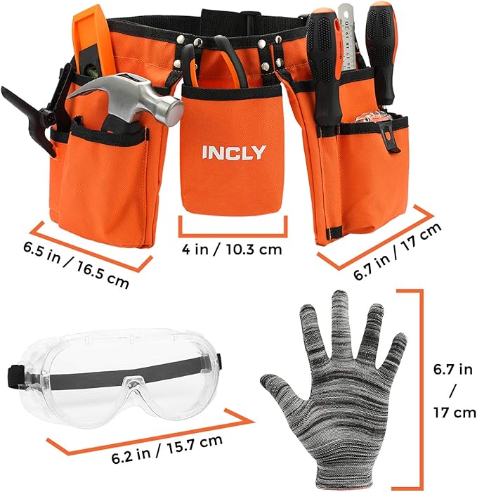 Kit de Herramientas Reales para Niños INCLY 18 Piezas con Cinturón miniatura 3