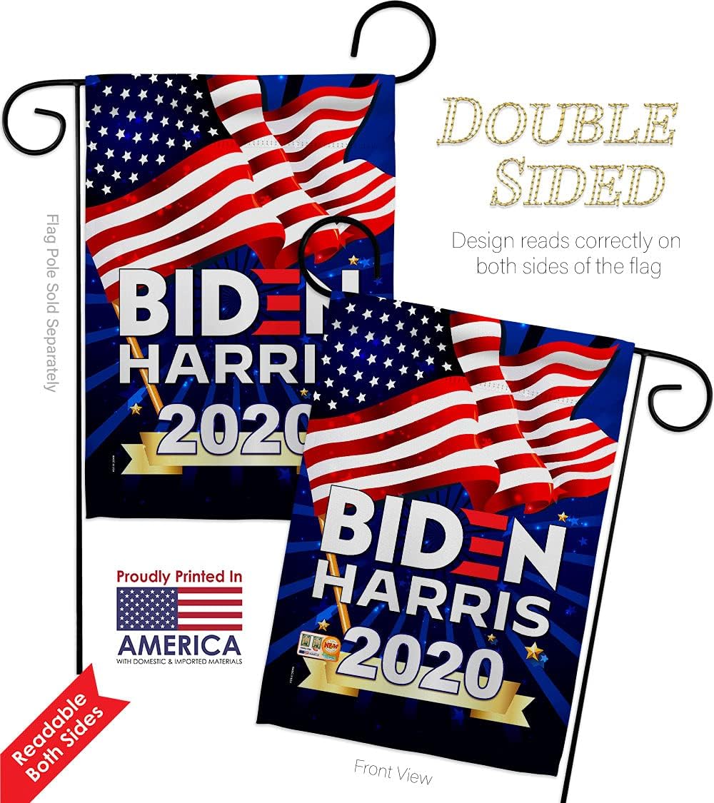 Biden Harris Flag 2020 Vote President Patriotic Democrat Republican Tea Party United State American Election USA Vintage Applique - House Banner Double-Sided, Garden Flag 13"x 18.5"