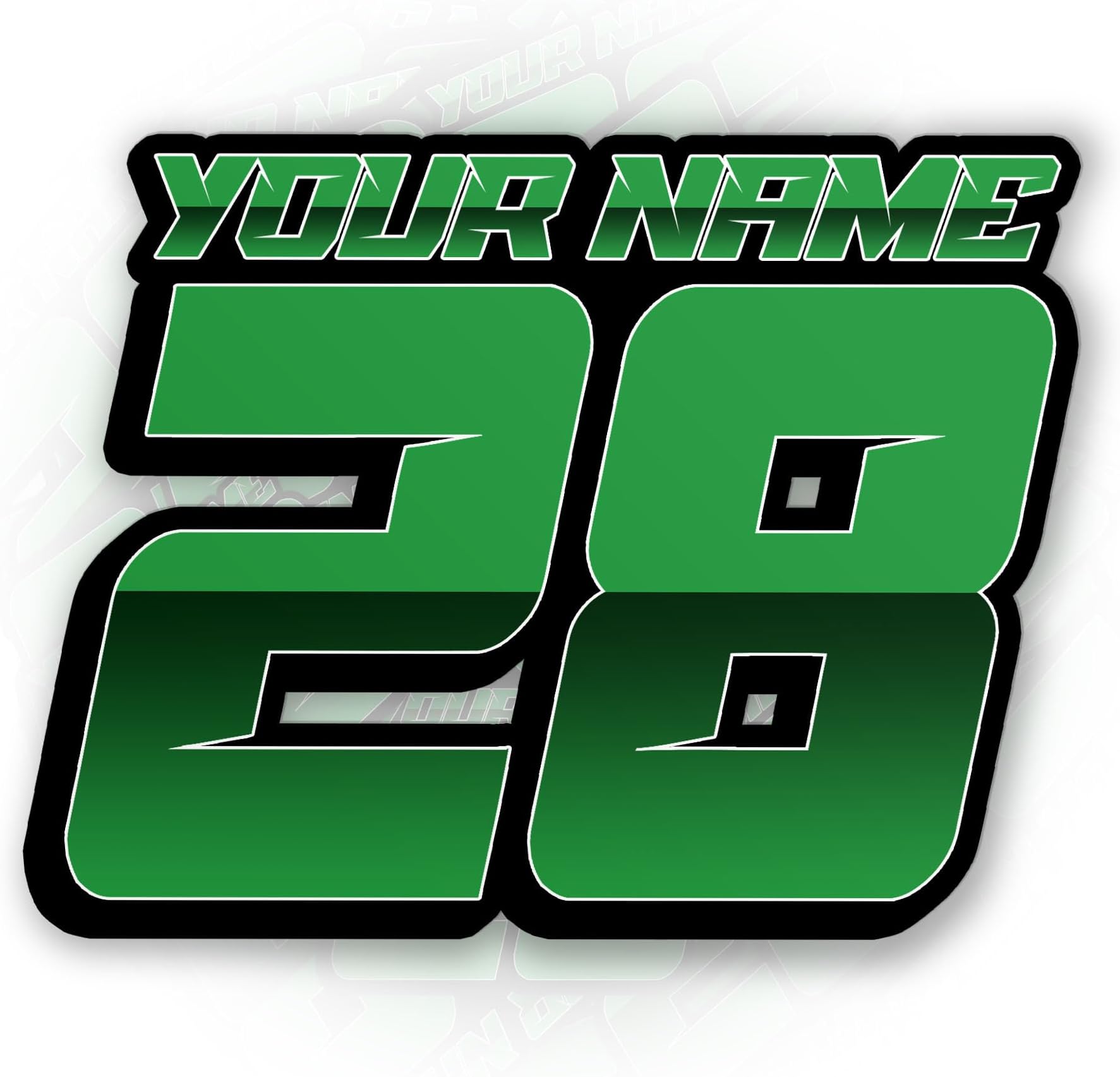 Custom Racing Sticker Personalized Racing Name Number Text Stickers Decal Die-Cut Waterproof Vinyl Sticker for Laptop Water Bottle Phone Case Cars Merchandise Decor Decal Stuff Gift Idea for Her Him