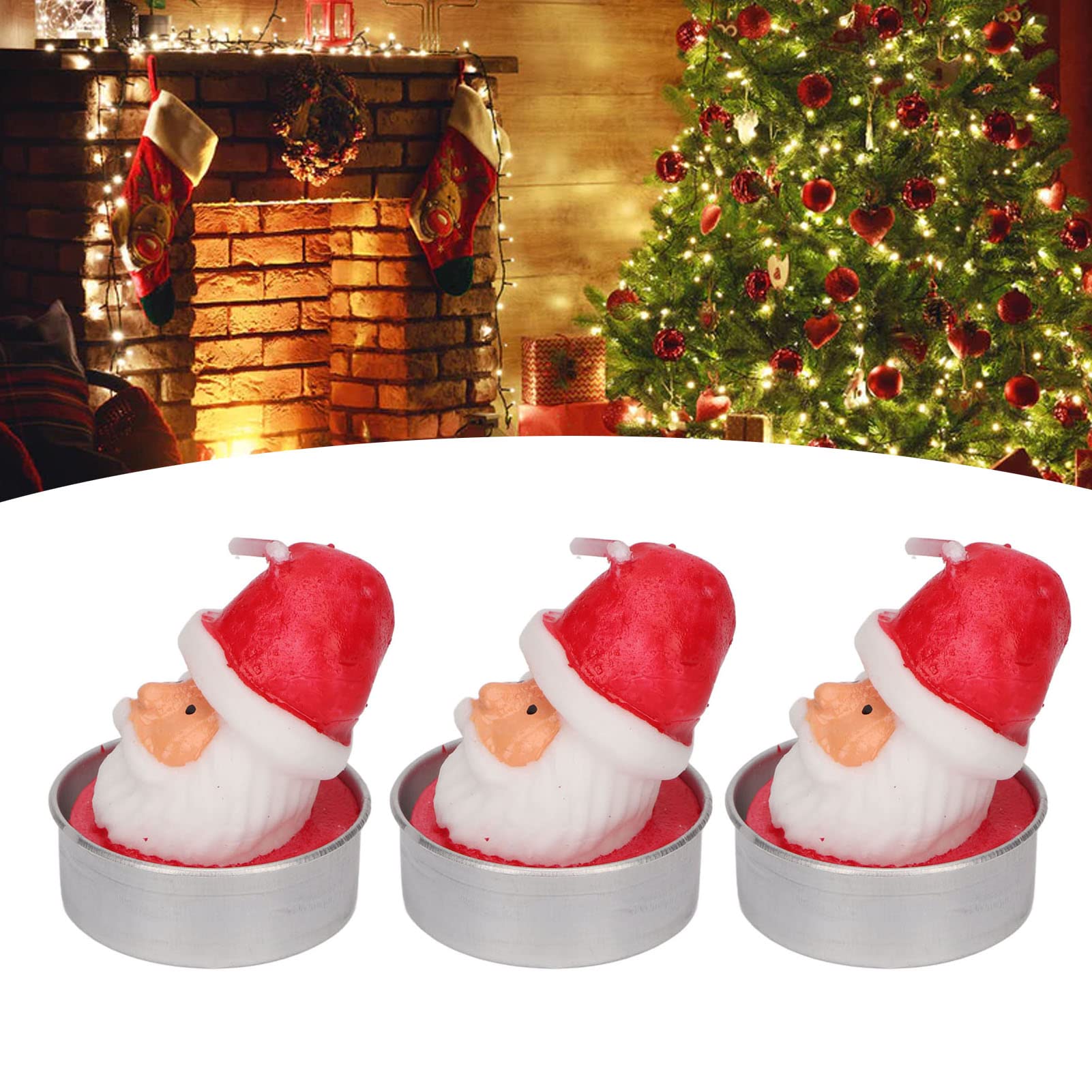 Amazon.co.jp : クリスマスサンタキャンドル 3個 サンタの香り付き