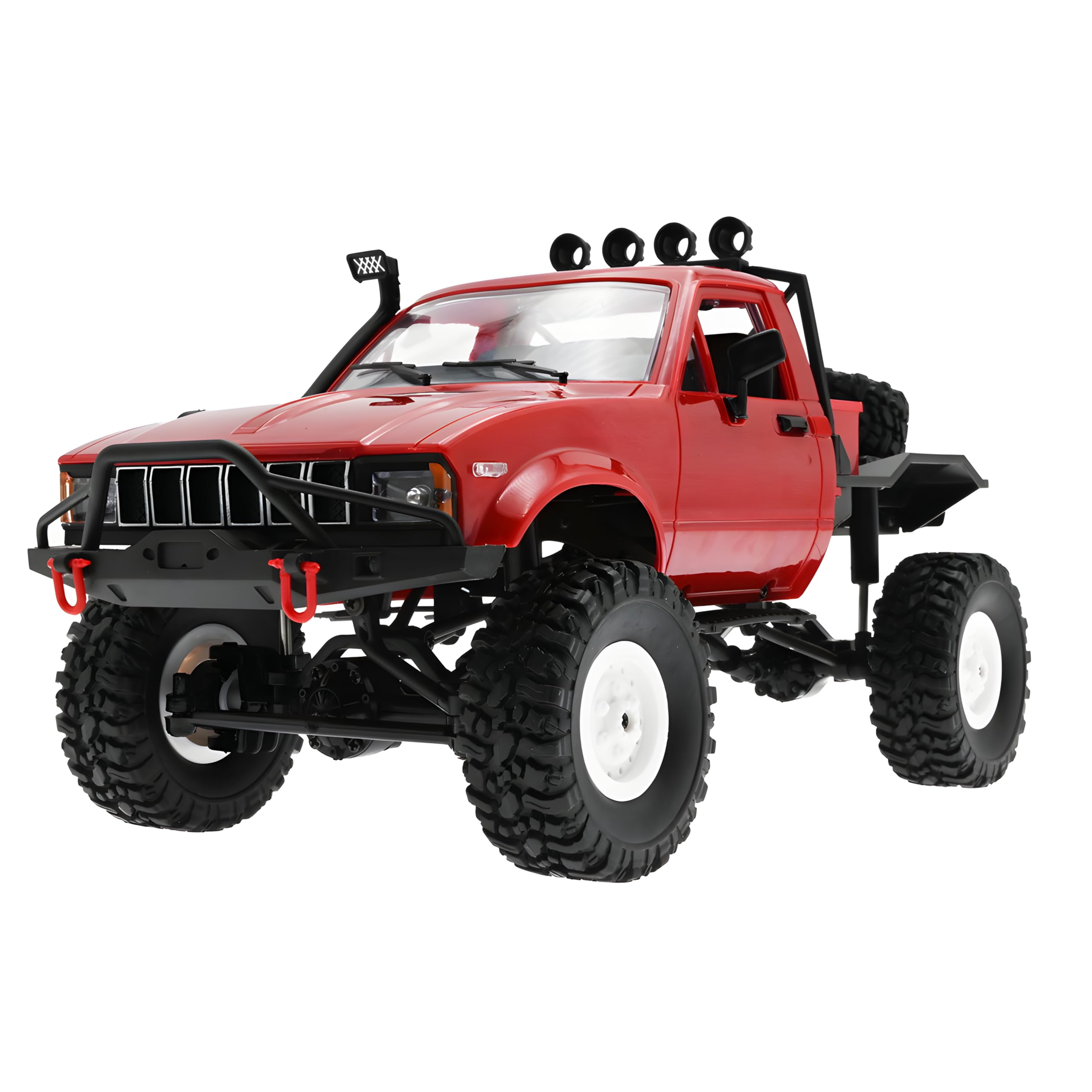 YIKESHU RC Truck Remote Control Rock Crawler Off-Road Racing Vehicles 1:16 2.4G 2CH 4WD Offroad RC Crawler Kids Toy Climb Semi Truck RTR Trailer LED Lights Red (WPL-C14)