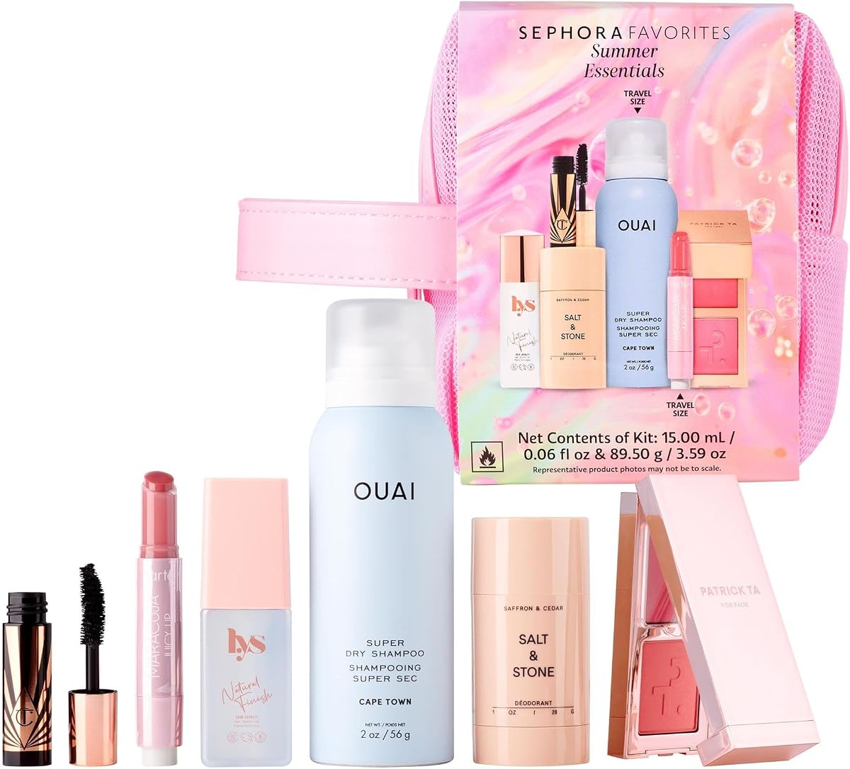 Sephora Favorites Summer Essentials Set with Ouai Dry Shampoo, Tarte Maracuja Lip Balm, Charlotte Tilbury Mascara