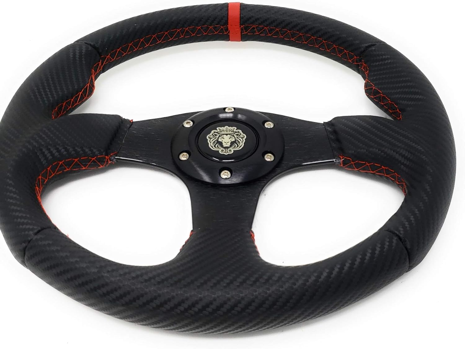 12.5" Steering Wheel w/Horn Red 6 Hole, EZGO Club Car Boat UTV Golf Cart
