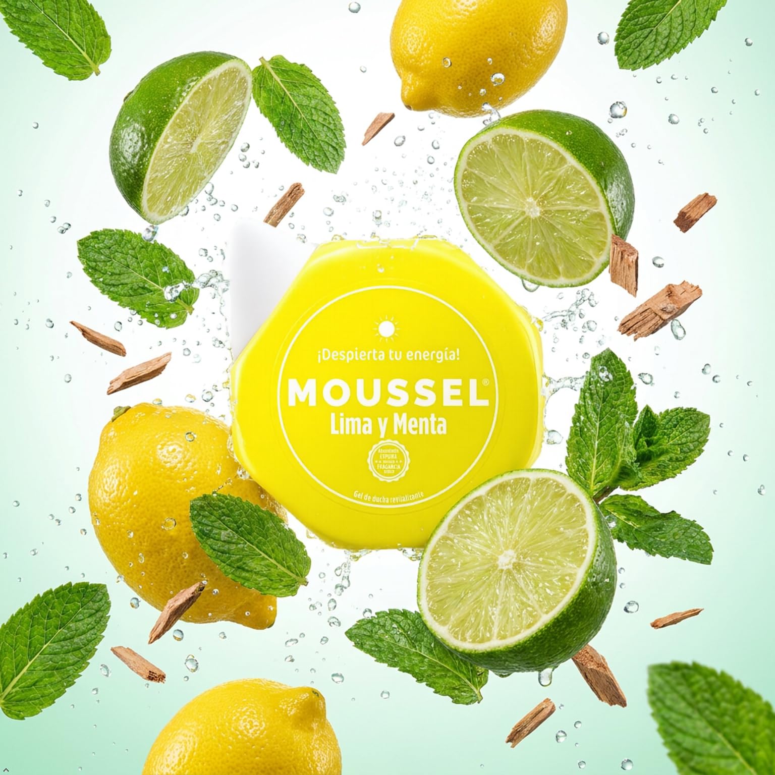 Moussel Gel de Ducha Revitalizante, con Lima y Menta, 650 ml