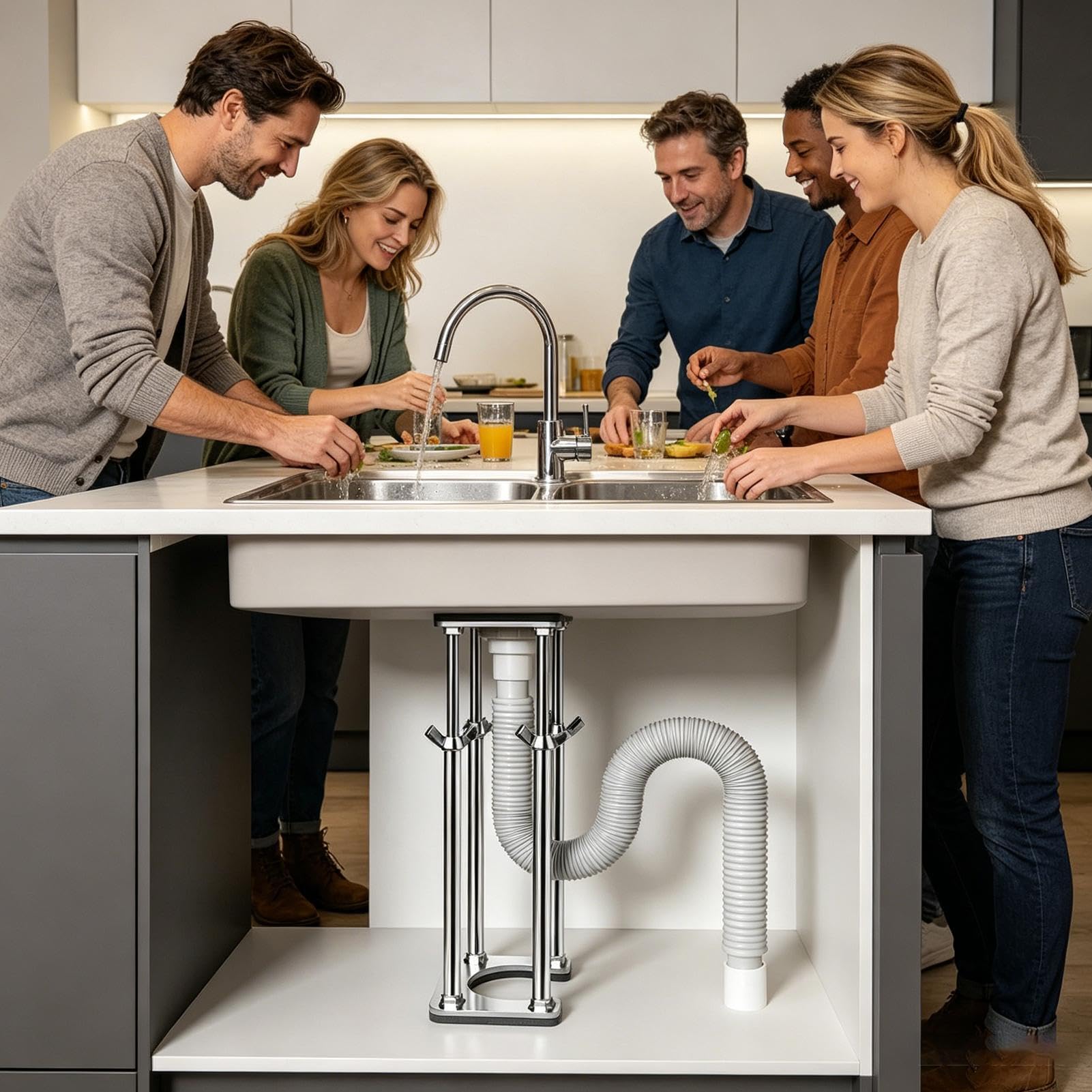Soporte para Fregadero Bajo Mostrador Base para instalación de lavabo mesa | Kit de Instalación para Fregadero Bajo Encimera Ducha Cocina Baño Cubierta Apartamento Residencia Alquiler