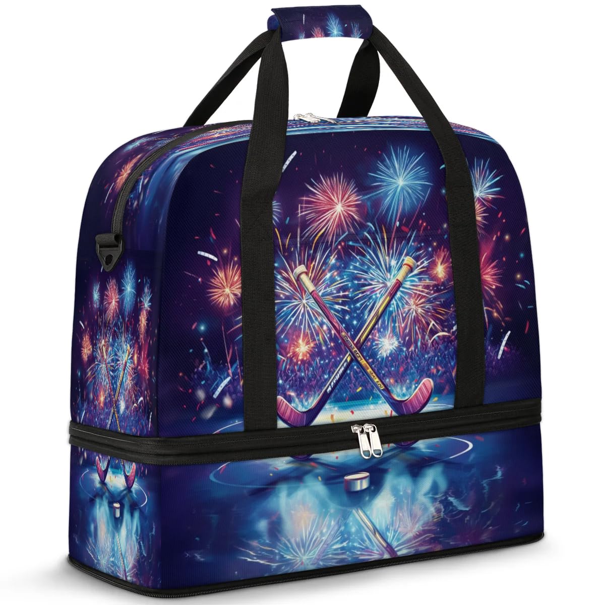 Sac de sport de hockey de voyage pour homme et femme, sac de week-end, sac fourre-tout pliable et séparé, 47 l pour sport, gym, yoga, couleur, 47 L, Organiseur de sac