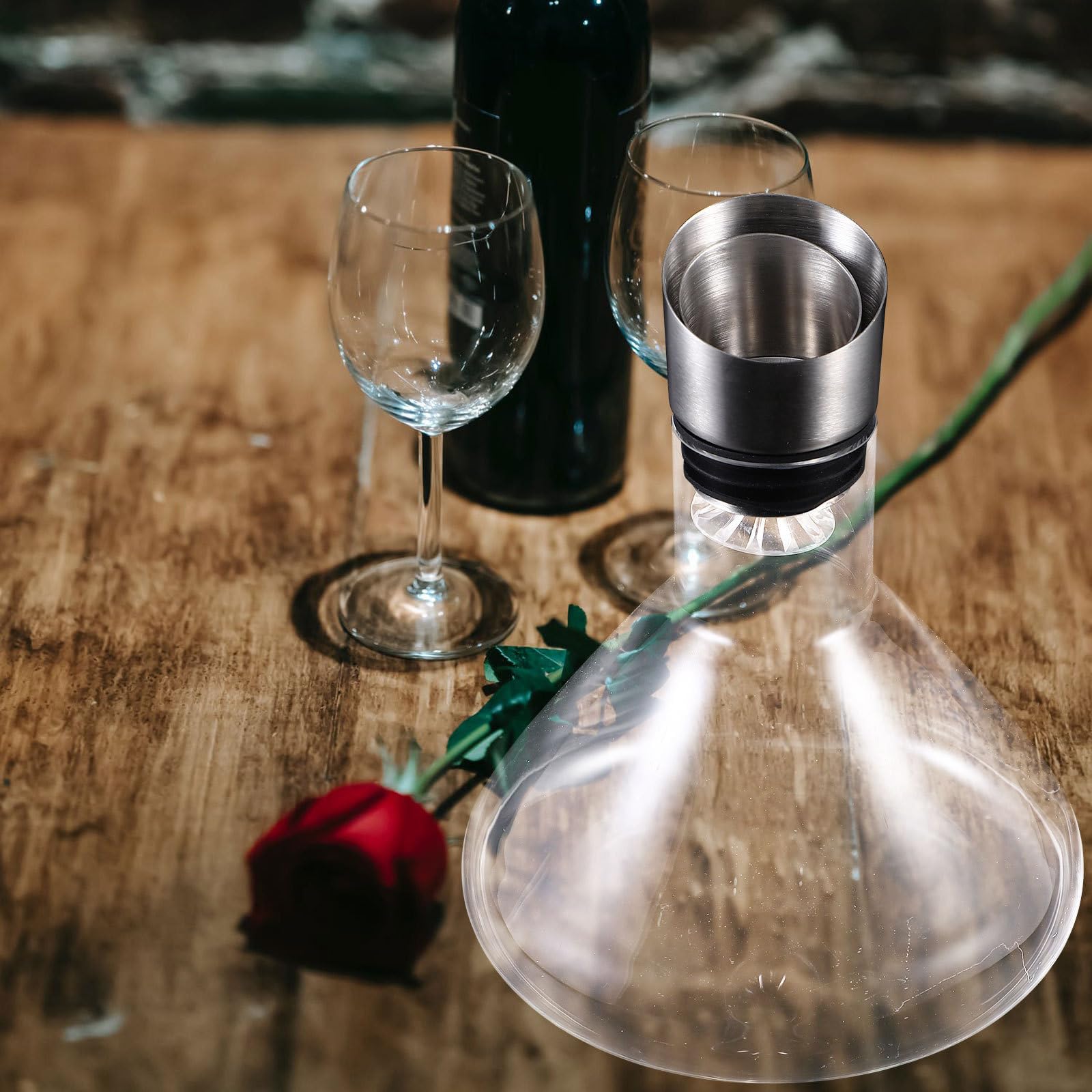 Decantador de Vino de Vidrio Creativo 1 Pieza para Vino Tinto | Función de Decantación y Vertido, Favorece la Oxidación, Acabado Cristalino