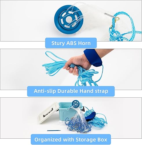 Miniatura 3 de Red de Atarraya Americana Hecha a Mano BalanZze, Red de Pesca de Lanzamiento para Trampa de Cebo de Peces, Redes de Lanzamiento con Pesas de Plomo