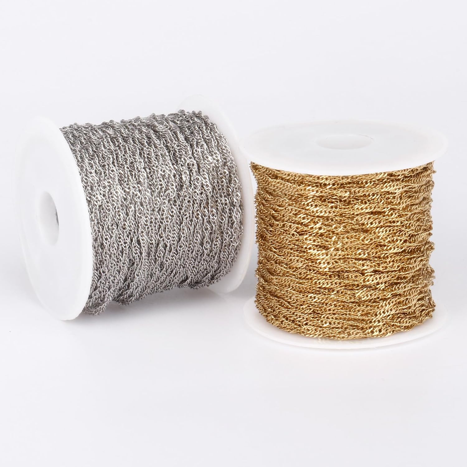 33 Feet Stainless Steel Singapore Chains Roll, 1.7mm Width 304 Stainless Steel Twisted Link Chain Bulk Spool for Jewelry Making DIY Craft - Image 7