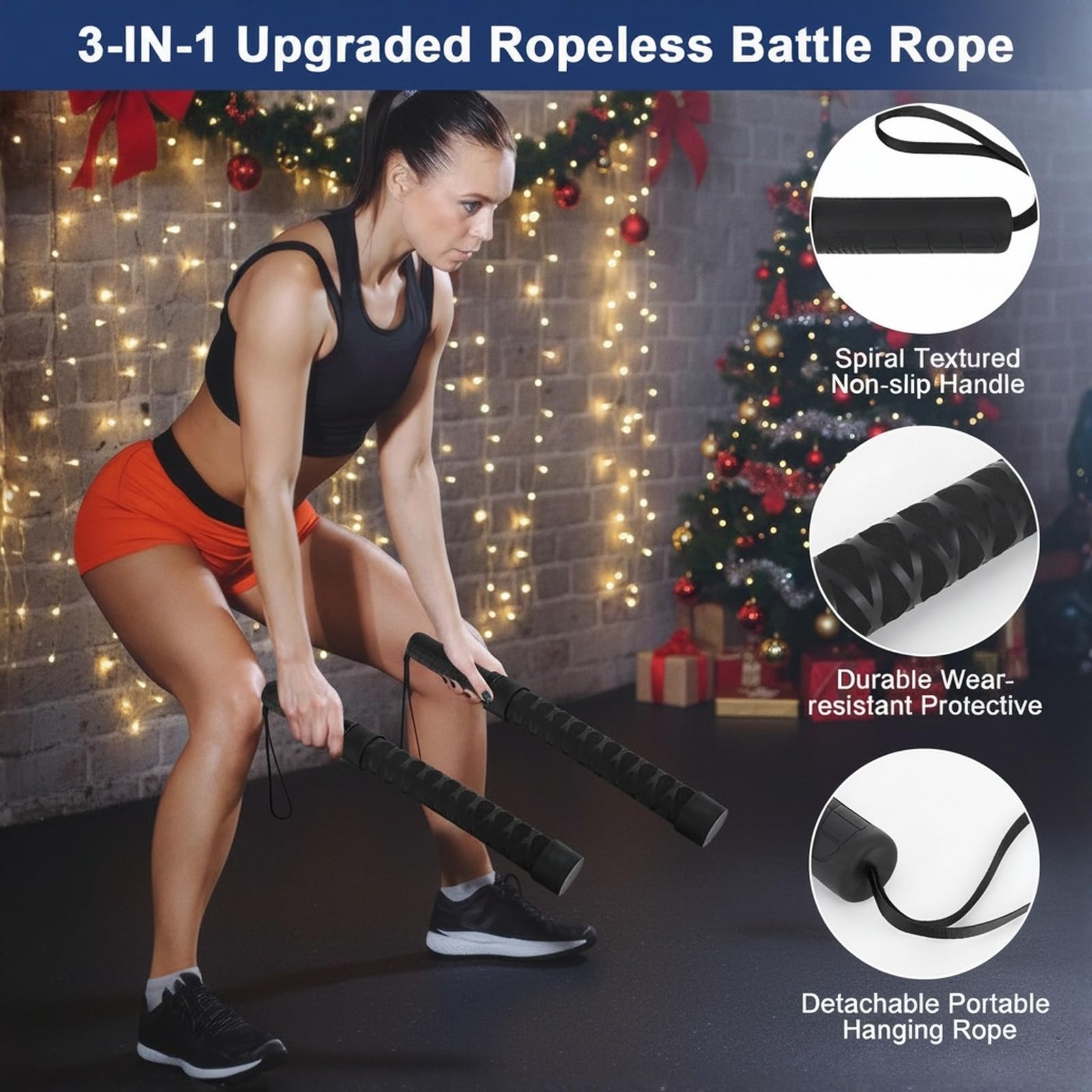Upgrade Weighted Battle Rope Ohne Seil Für Home Gym, Heavy Duty Air Ropes Für Fortgeschrittenes Fitness Training- und Krafttraining, Tragbares Seillose Kampfseile Für Männer & Frauen