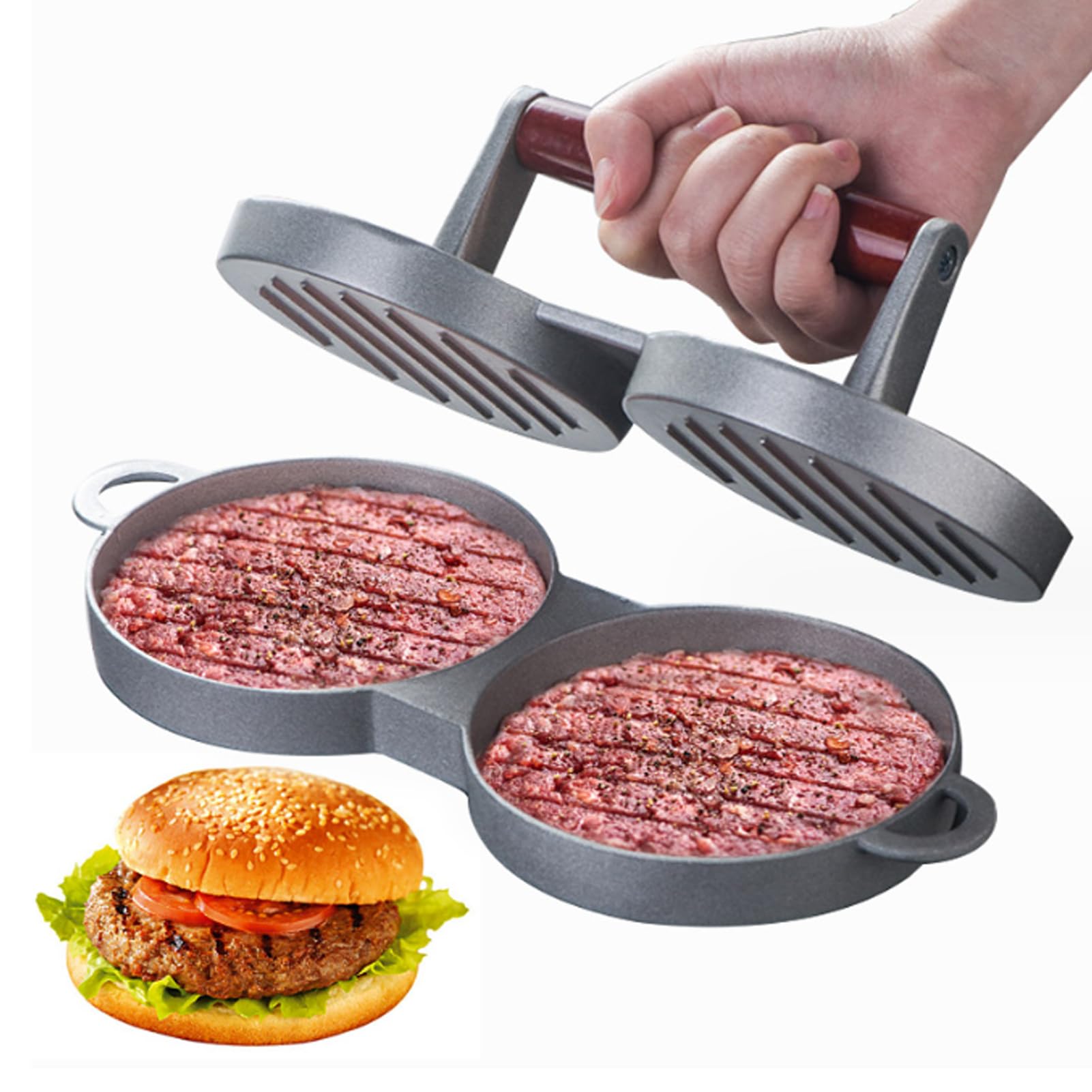 FanSee Burger Press Griddle Burger Press, Small Footprint Non-Stick Surface Healthy Cooking Burger Smasher for Griddle for Barbecue Press Sandwiches