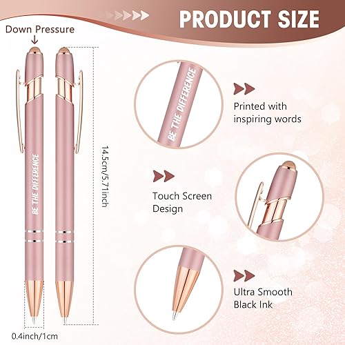 Miniatura 2 de Yeaqee 24 Bolígrafos Inspiracionales Motivacionales de Tinta Negra Retráctiles con Citas y Punta Stylus, Mensaje Alentador para Mujeres y Hombres,