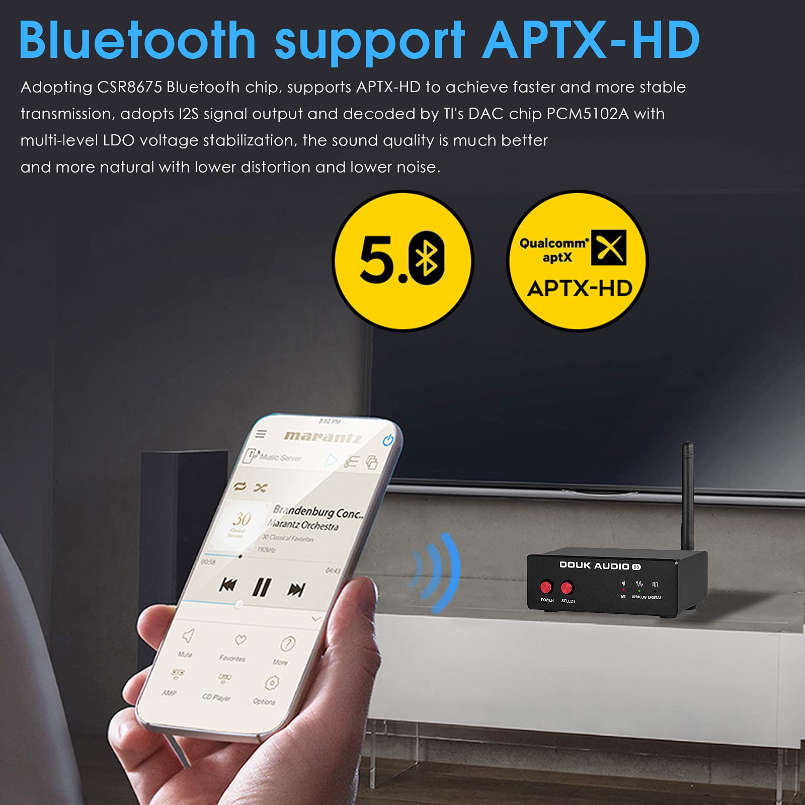Avantree Oasis Plus Certified aptX HD Bluetooth 5.0 Transmitter