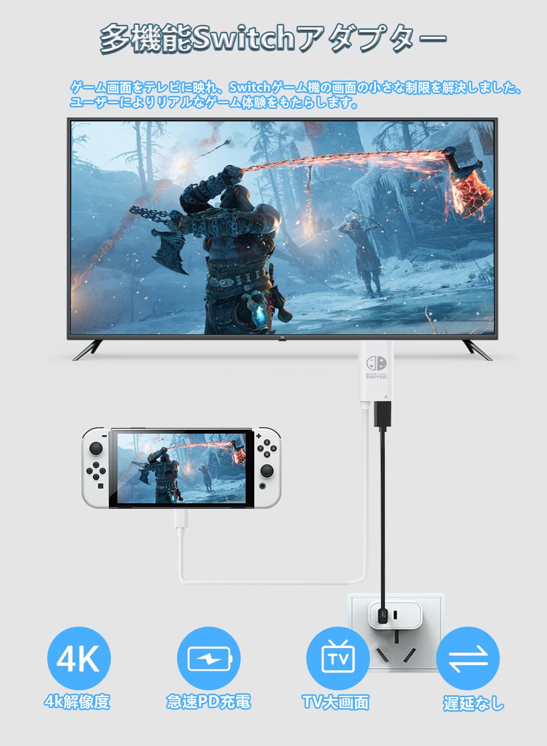 Switch本体テレビNG CYBER・ドック機能付きHDMI変換ケーブル（SWITCH用）｜サイバー