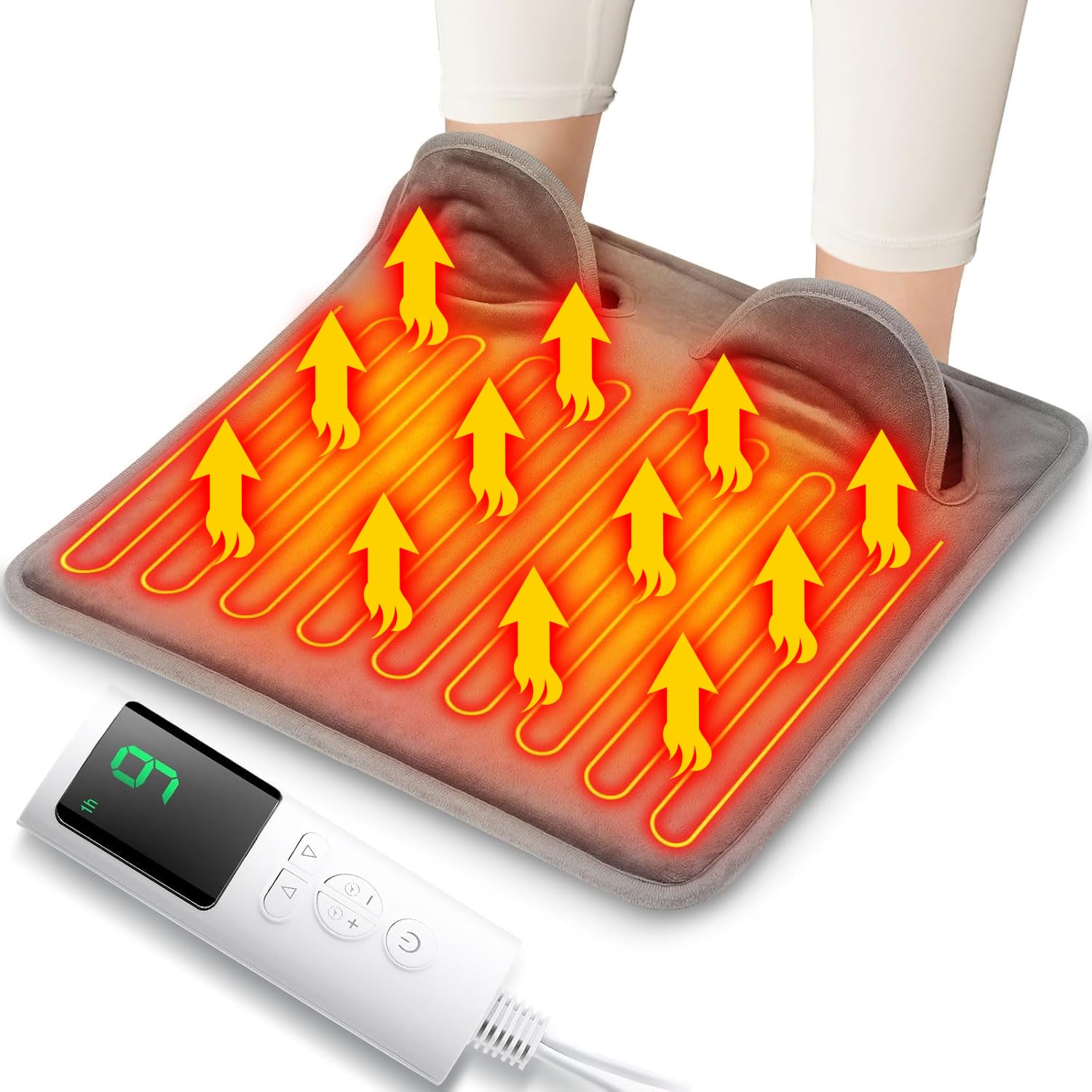 AngjuElectric Foot Warmer for Men and Women, Feet Heating Pads Electric Feet Warmer with LCD Display & 9 Temperature Setting Heated Foot Warmers for Bed, Under Desk, Office,Home, Christmas Gifts