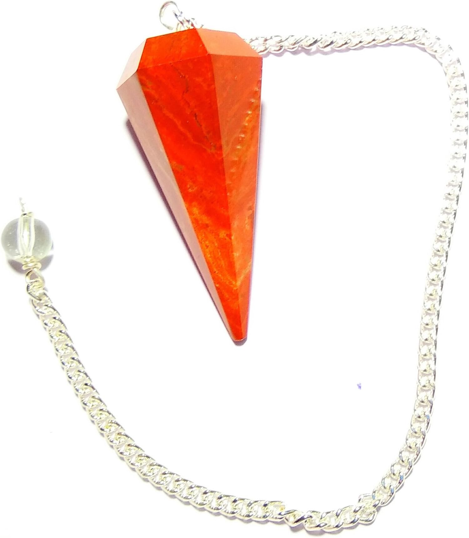 WholesaleGemShop Red Jasper Crystal Pendulum Stone Healing Quartz 6 Facet Reiki Charged Bead End from India