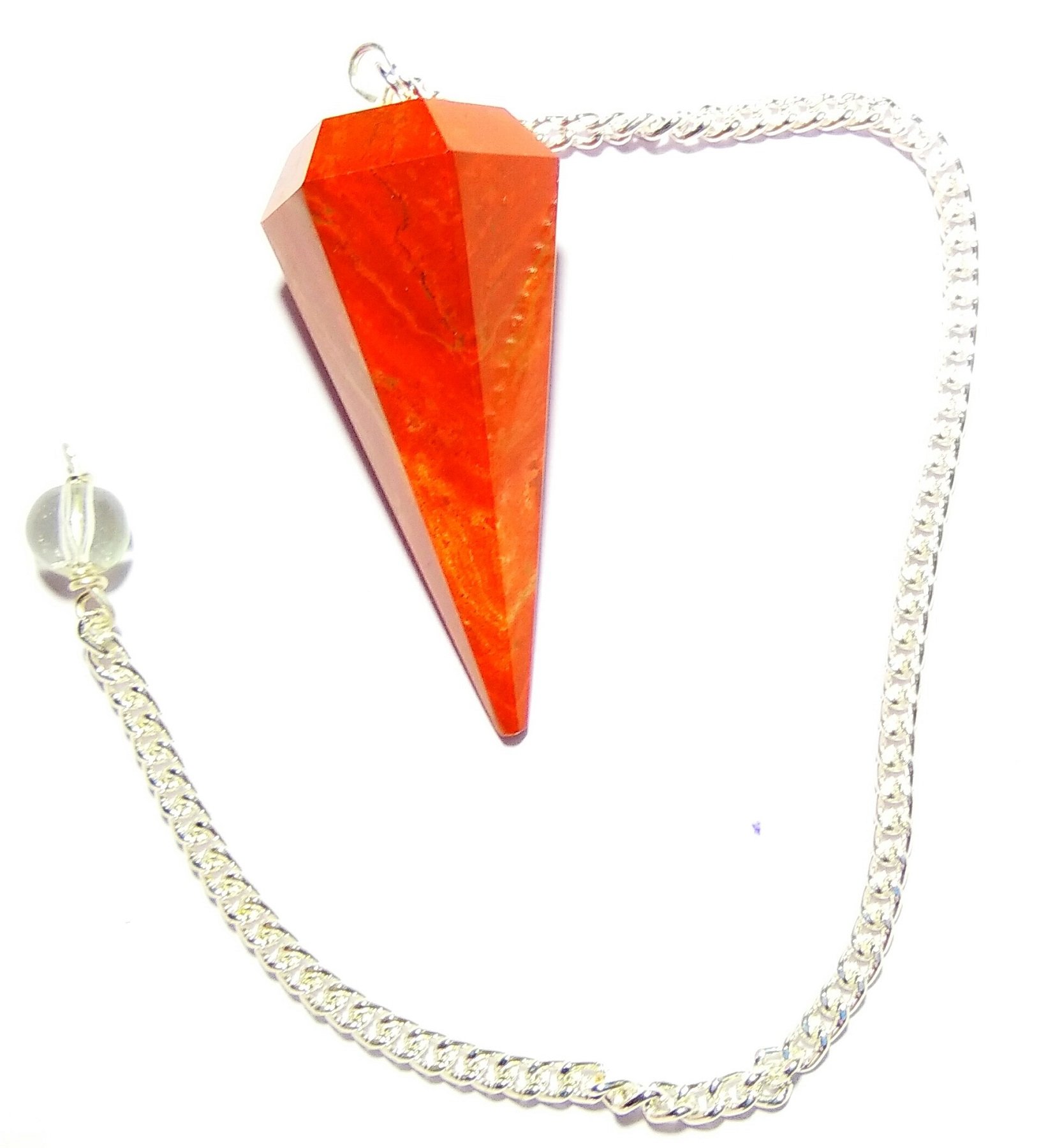 WholesaleGemShop Red Jasper Crystal Pendulum Stone Healing Quartz 6 Facet Reiki Charged Bead End from India