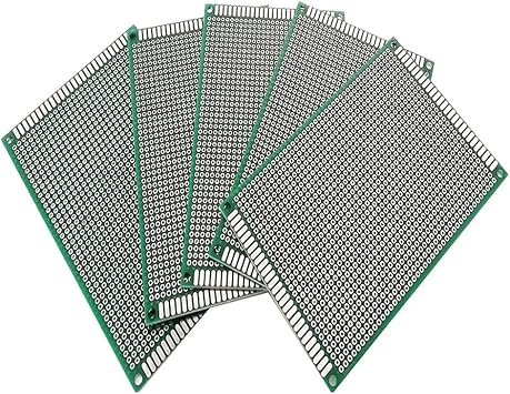 Double Sided Universal Printed Circuit Board PCB Prototype Kit, DIY Soldering Breadboard Prototype Board for 5PCS, Green, 8x12CM