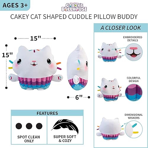 Miniatura 4 de DreamWorks Gabby's Dollhouse Cakey - Ropa de cama para niños, súper suave, almohada de peluche, por Franco, 17.5 x 15 x 5 pulgadas