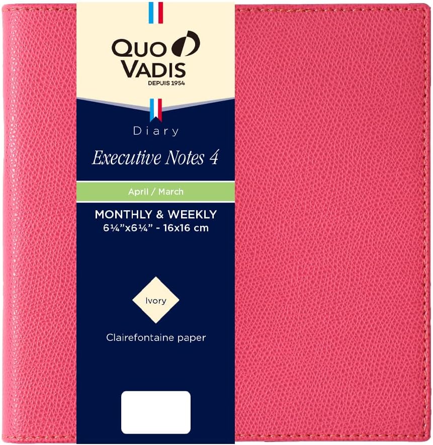 Quobadis qv60202fra Notebook (Starts April 2026) Diary "Executive Note 4/Club" (Weekly Vertical Square Size 6.3 x 6.3 inches (16 x 16 cm) Franboars QUOVADIS qv60202fra
