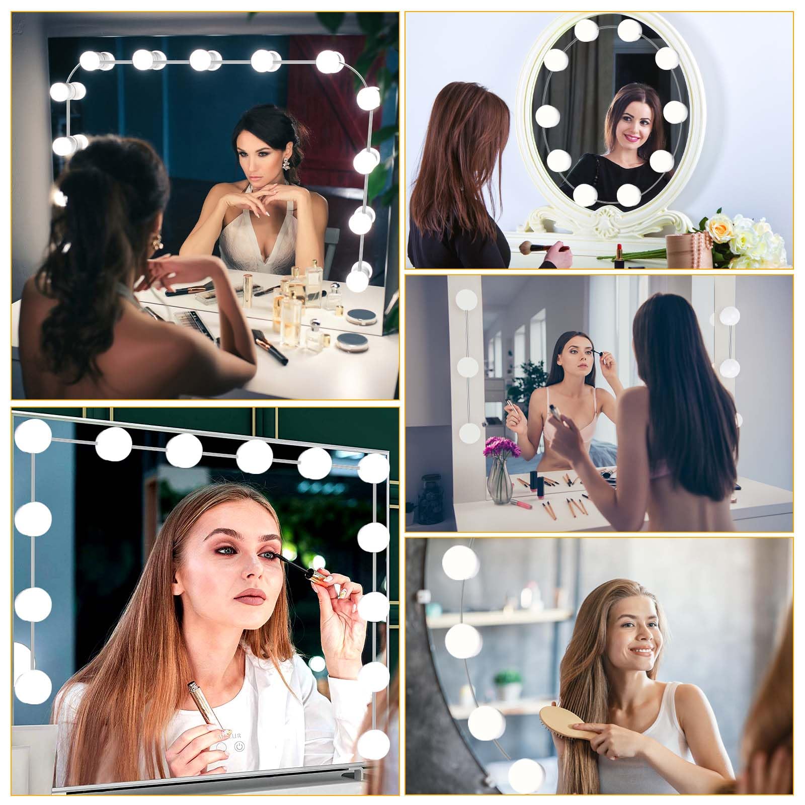 Auauraintt LED para espejo luces Hollywood regulables 3 colores lámpara de maquillaje ropa vestidor baño