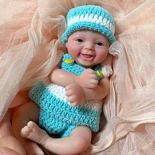 Miniatura 6 de Mire & Mire Mini muñeca de bebé de silicona completa para dormir de 4.5 pulgadas con accesorios de alimentación, muñeca realista suave y realista