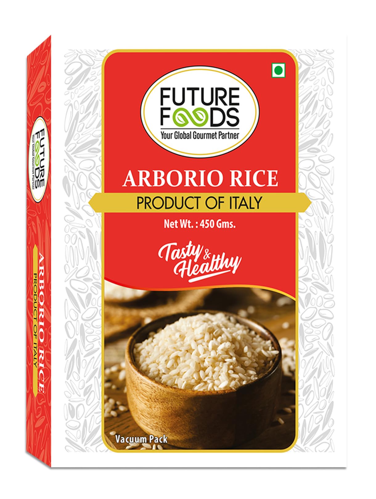 Arborio Rice 450 Gram|Fat Free|Creamy Texture & Nutty Aroma|| Rich In Vitamin & Minerals|Product Of Italy|Use To Make Rissotto