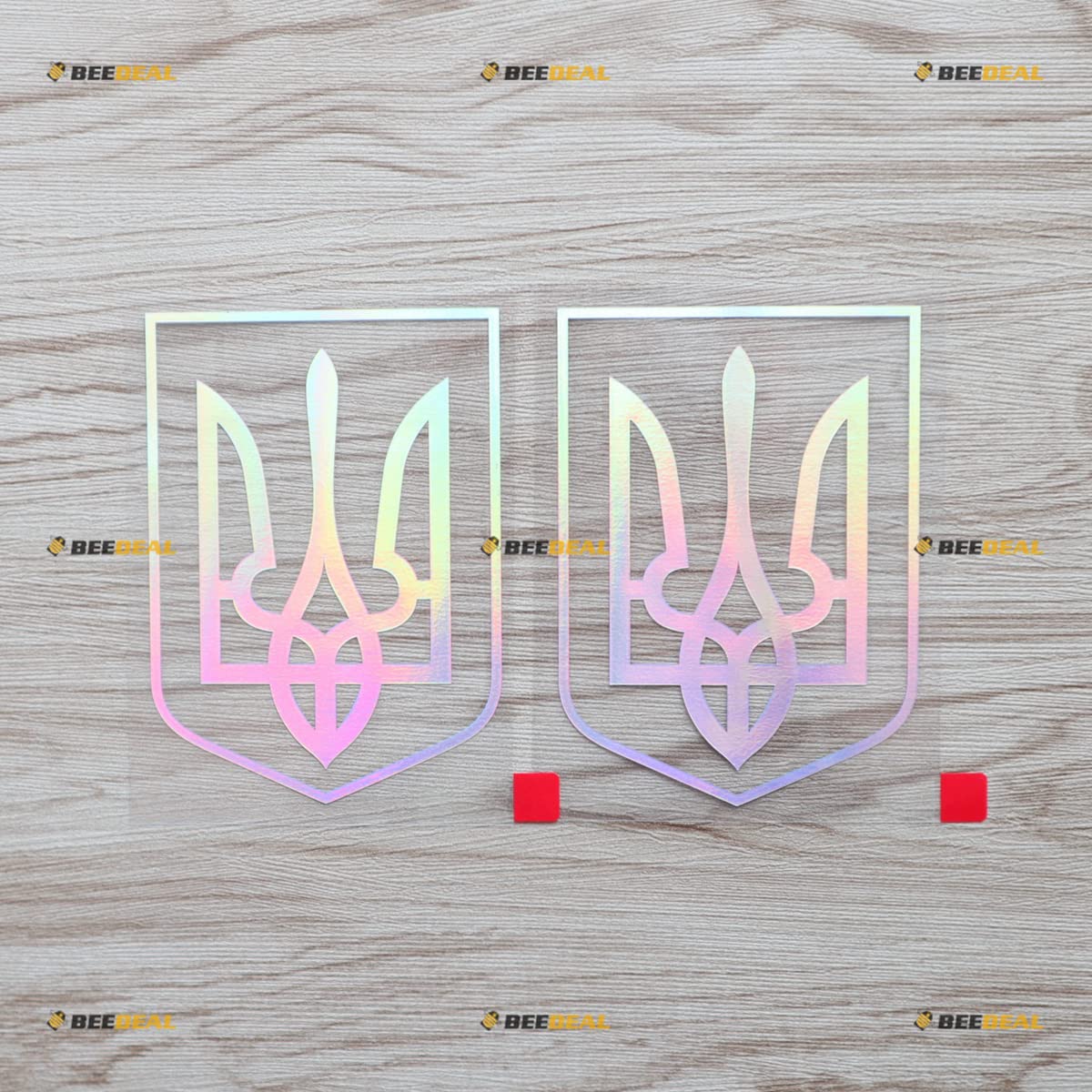 2 Pack Holographic Iridescent, 4 Inches - Ukrainian Tryzub Trident Ukraine Decal Sticker Vinyl - No Background Die-Cut for Car Boat Laptop 05151