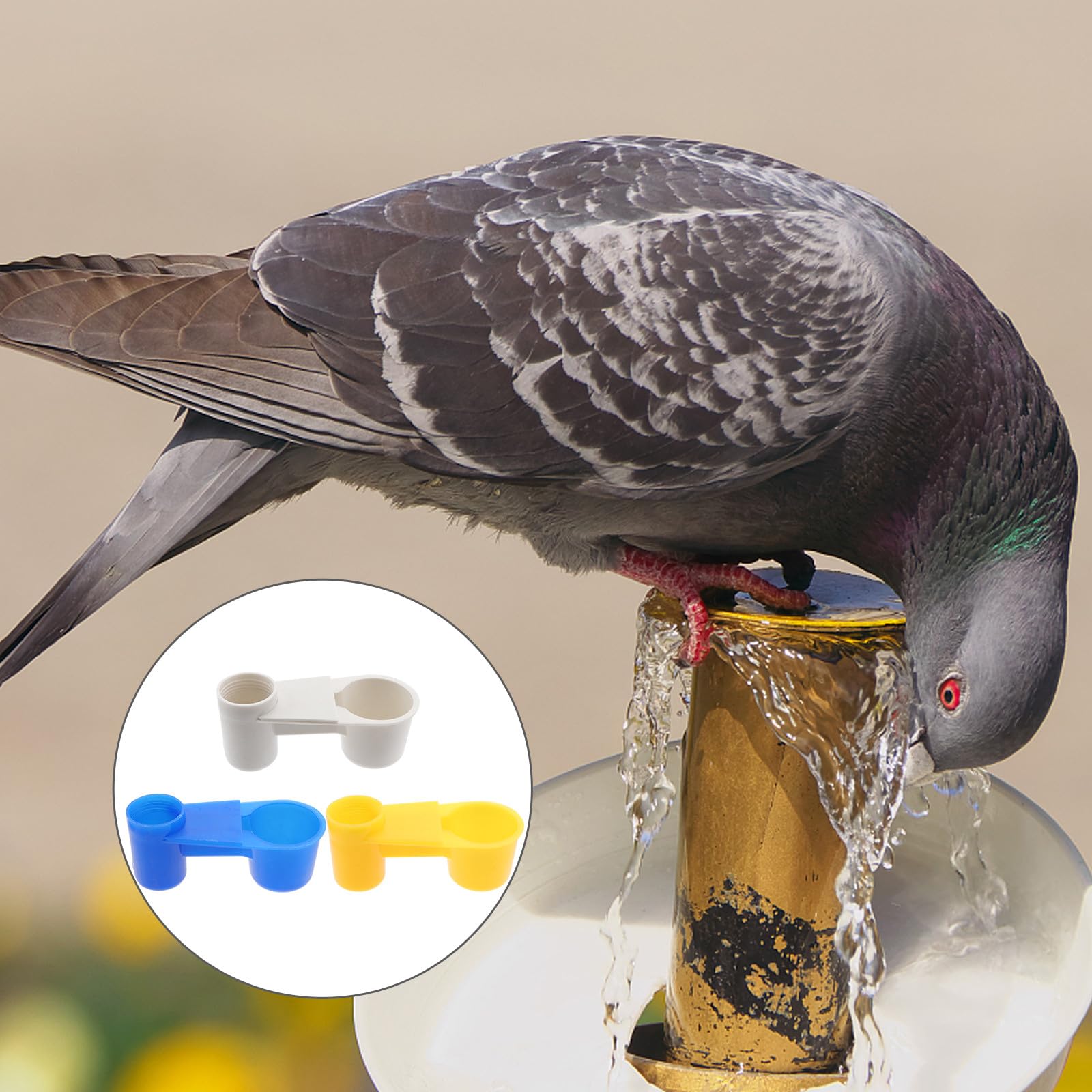 Distributore d Acqua per Uccelli 15 Pezzi Beverino per Colombi Doppia Bocca in Plastica Stabile per Alimentazione Pulita degli Uccelli
