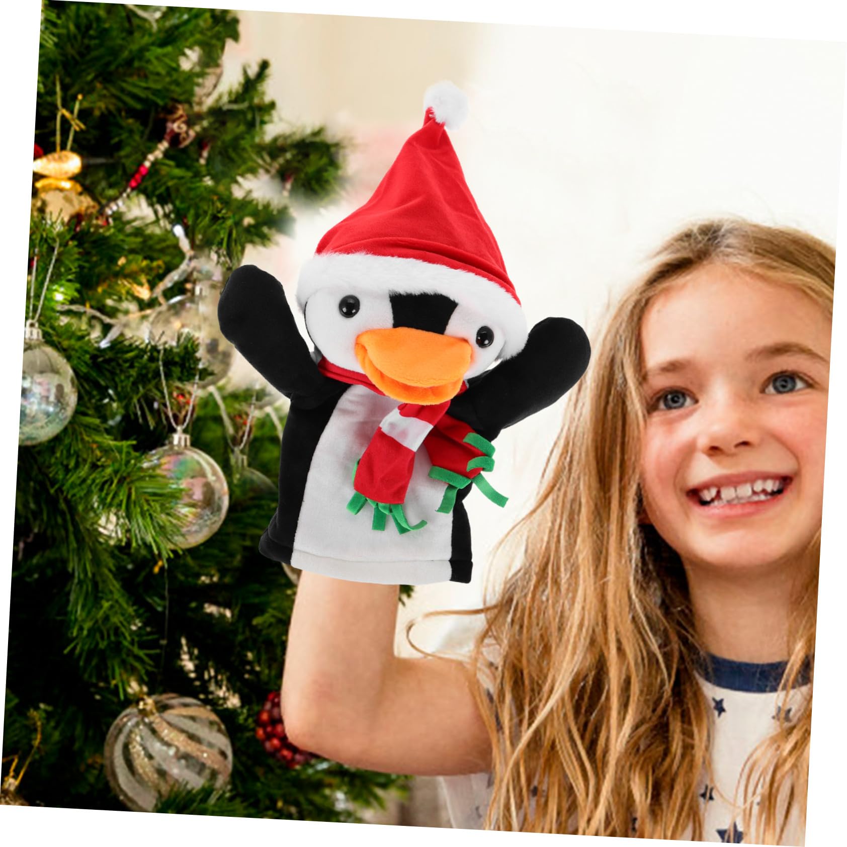 FRCOLOR 3 Piezas Marioneta de Mano Pingüino Navideño de Peluche para Interactivos Infantiles y Adultos Muñeco Animal Festivo para Historias y Actividades Familiares