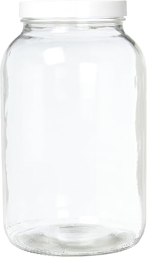 Tarro de vidrio de boca ancha de un galón con tapa sólida, juego de 2